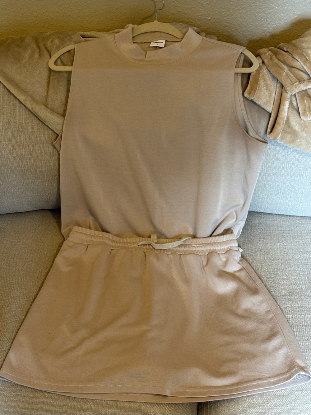 Amazon Women's Sleeveless Top and Drawstring Skort in Taupe Moda fabric